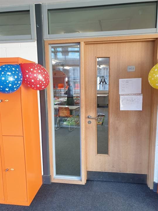 A classroom doorway and learning space in a Southend school venue.