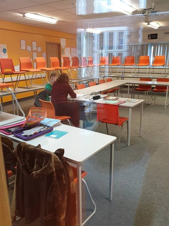 A classroom detail from the Southend school venue.