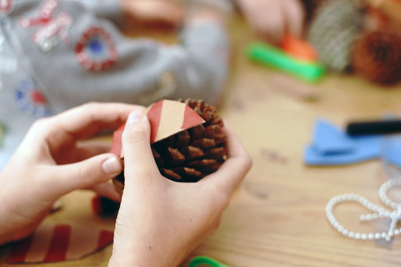 A close-up of a classroom craft activity.